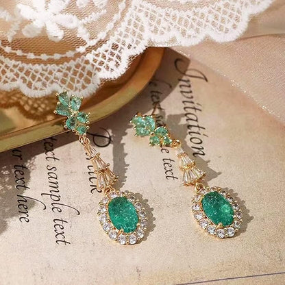 Emerald Green Cubic Zirconia Dangle Earrings