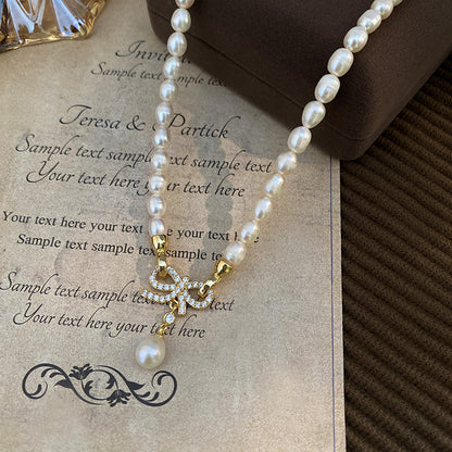 Convertible Bow Freshwater Pearl Necklace