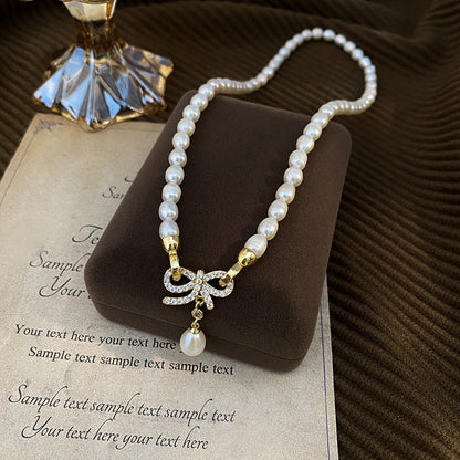 Convertible Bow Freshwater Pearl Necklace