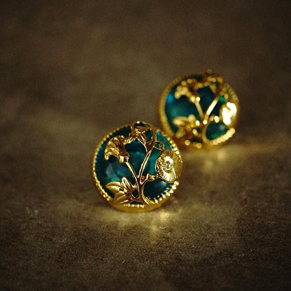 Emerald Floral Vintage Earrings