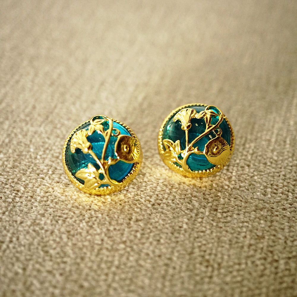 Emerald Floral Vintage Earrings