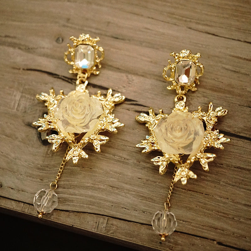 Frozen Rose Crystal Earrings