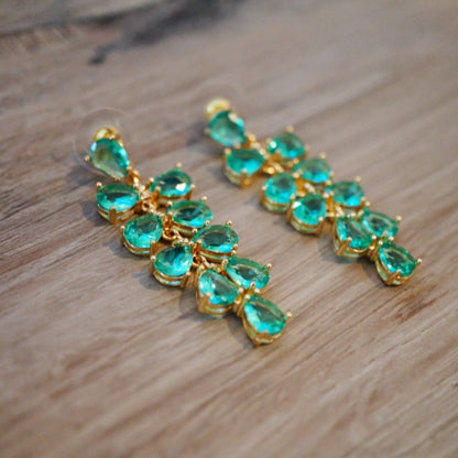 Green Leaf Cascade Earrings