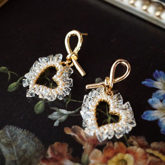 Heart-Shaped Crystal Earrings