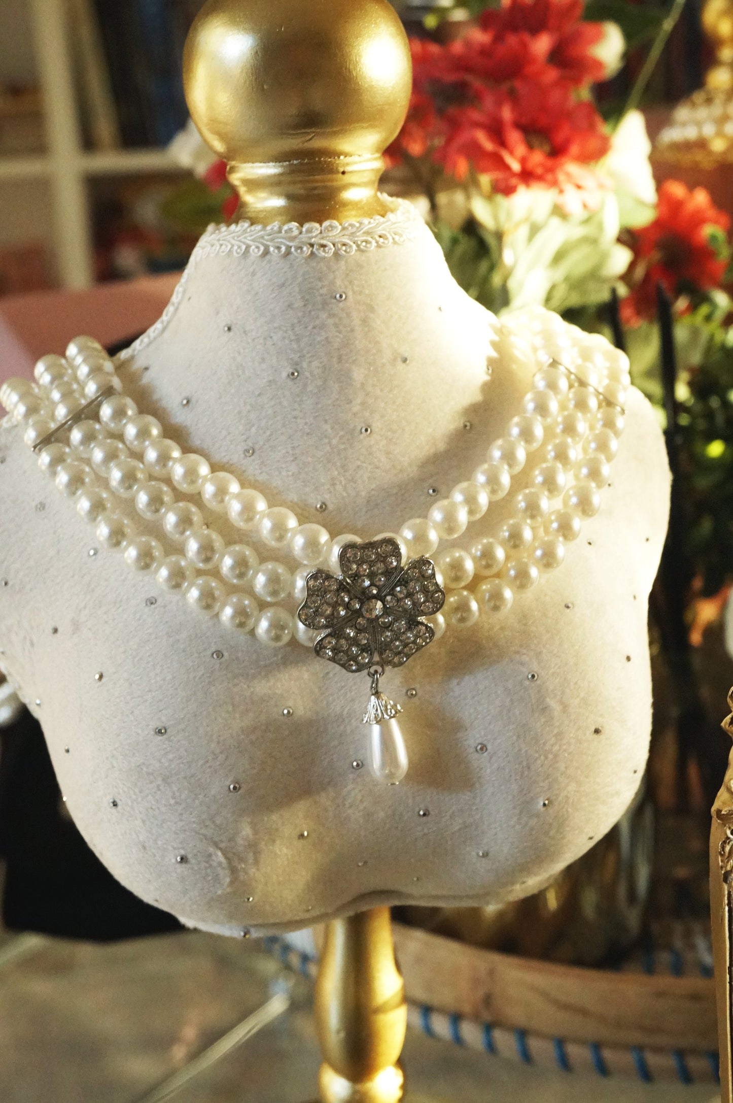 Vintage Triple Strand Pearl Necklace