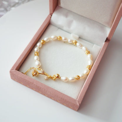 Golden Rose Freshwater Pearl Bracelet