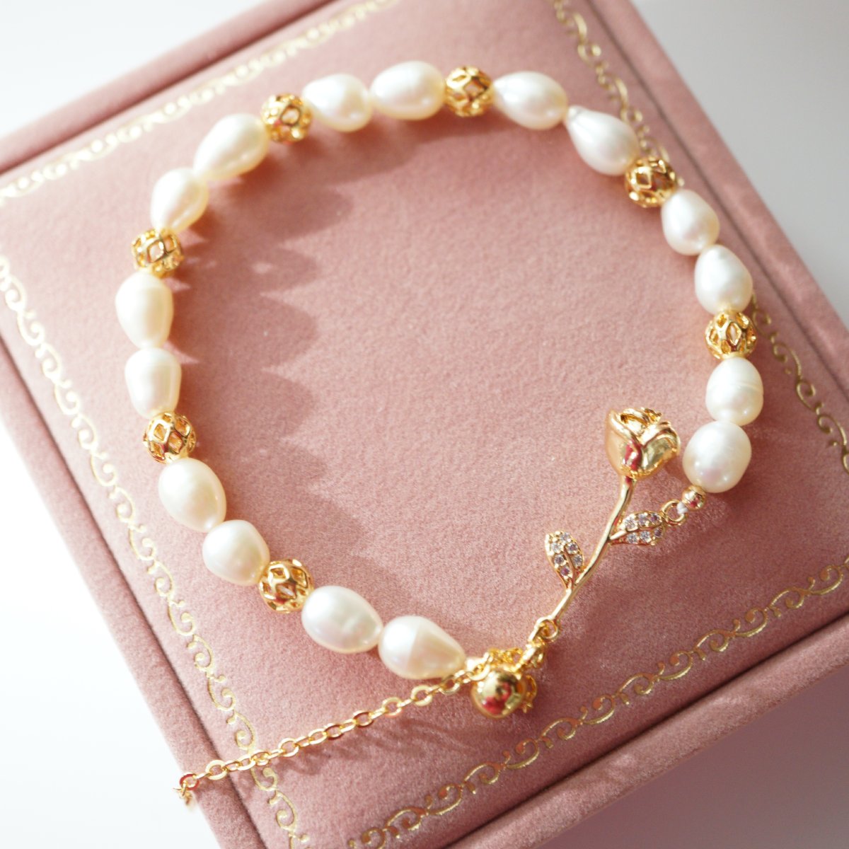 Golden Rose Freshwater Pearl Bracelet