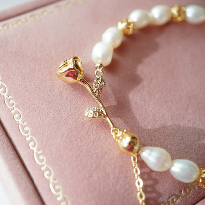 Golden Rose Freshwater Pearl Bracelet