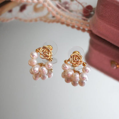 Rose-Gold Freshwater Pearl Earrings