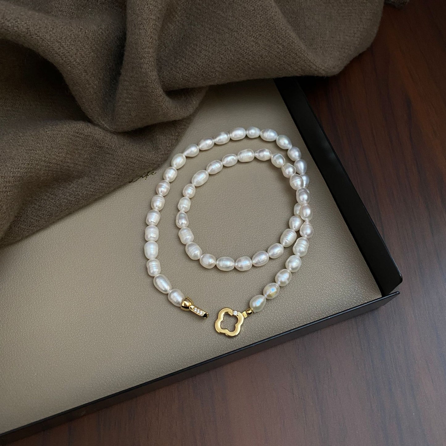 Golden Clover Freshwater Pearl Necklace