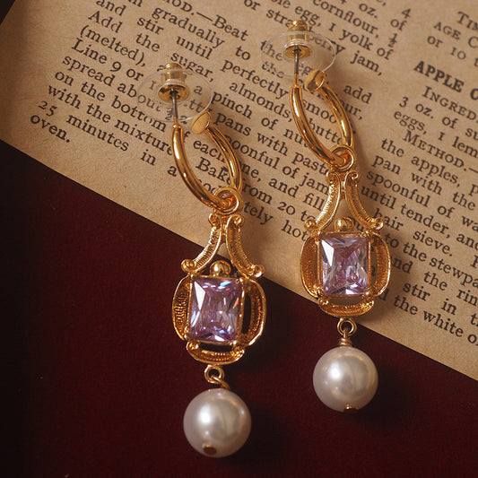 Pink Amethyst and Pearl Earrings