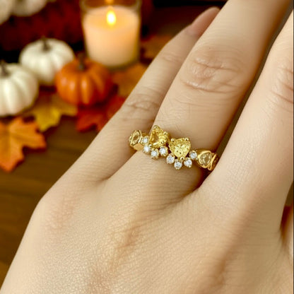 Golden Bloom Heart Ring