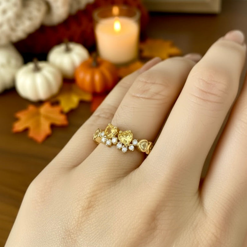 Golden Bloom Heart Ring