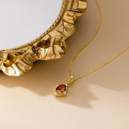 18K Plated Garnet Necklace