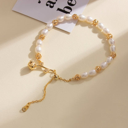 Golden Rose Freshwater Pearl Bracelet