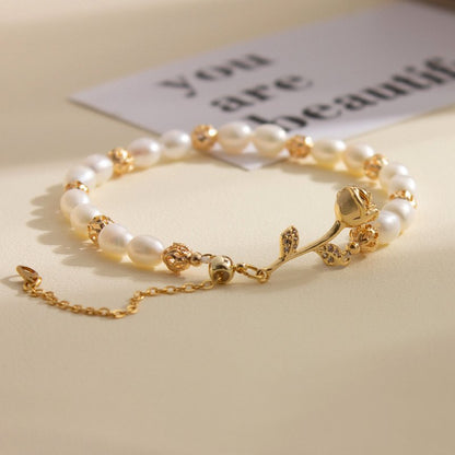 Golden Rose Freshwater Pearl Bracelet