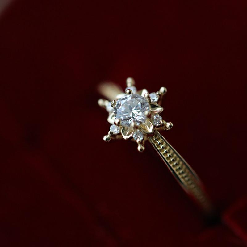 18k Gold Plated Snowflake Solitaire Ring