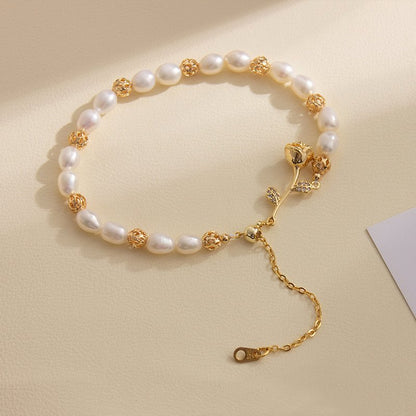 Golden Rose Freshwater Pearl Bracelet