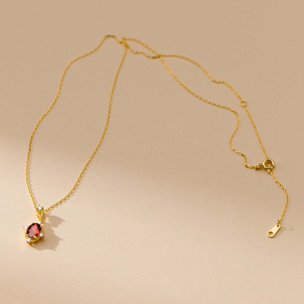 18K Plated Garnet Necklace