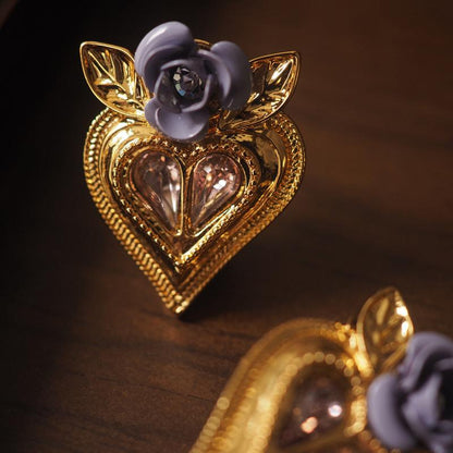 Florence Purple Rose Heart Earrings