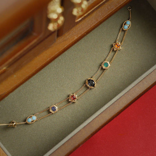 Vintage Multicolor Gemstones Bracelet