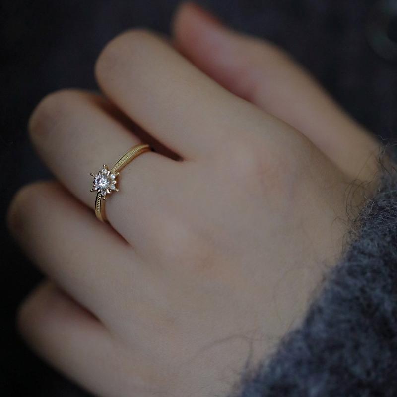 18k Gold Plated Snowflake Solitaire Ring