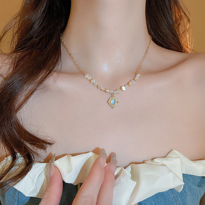 Moonstone Pearl Necklace