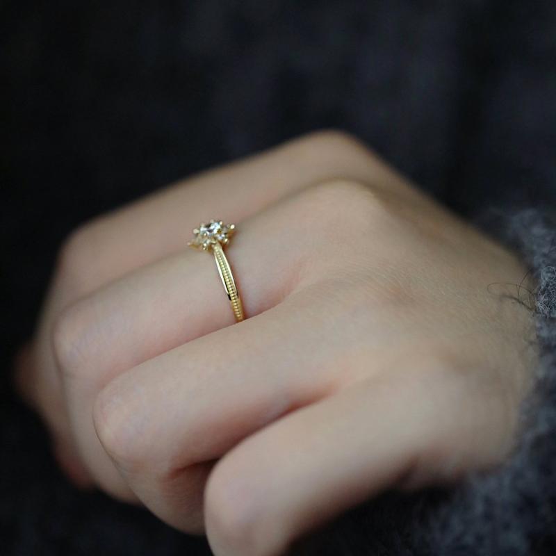 18k Gold Plated Snowflake Solitaire Ring