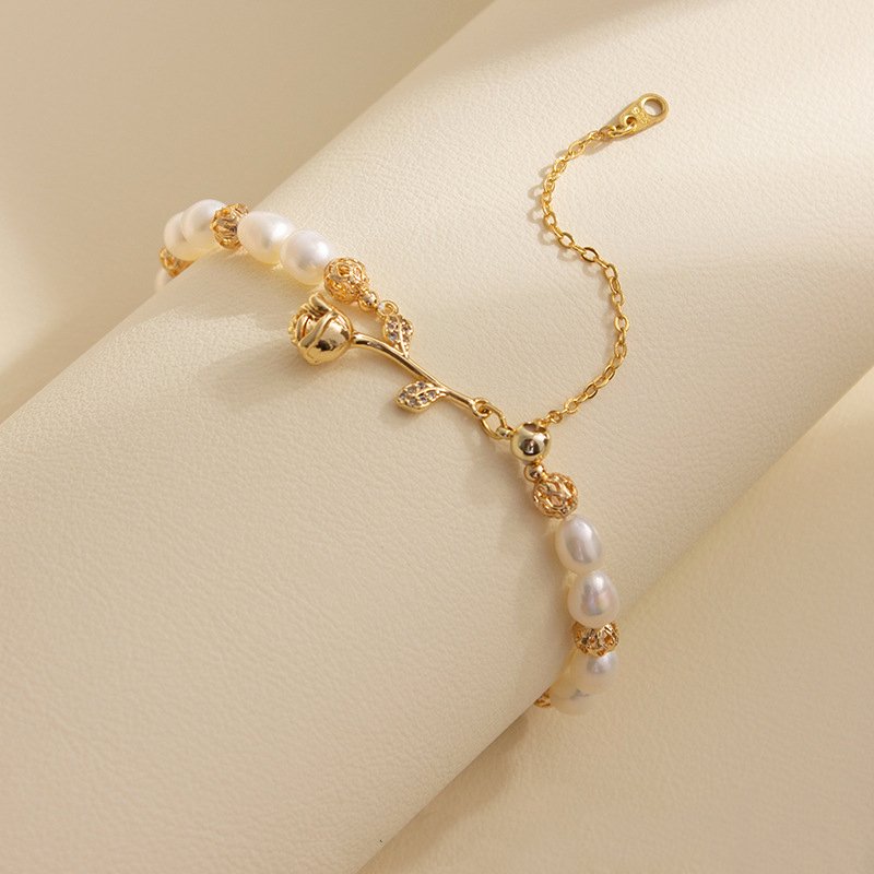 Golden Rose Freshwater Pearl Bracelet