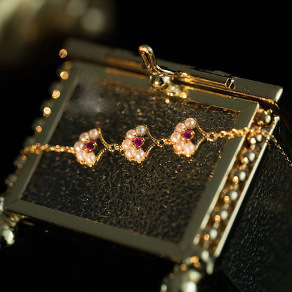 Pink Crystal & Pearl Bracelet