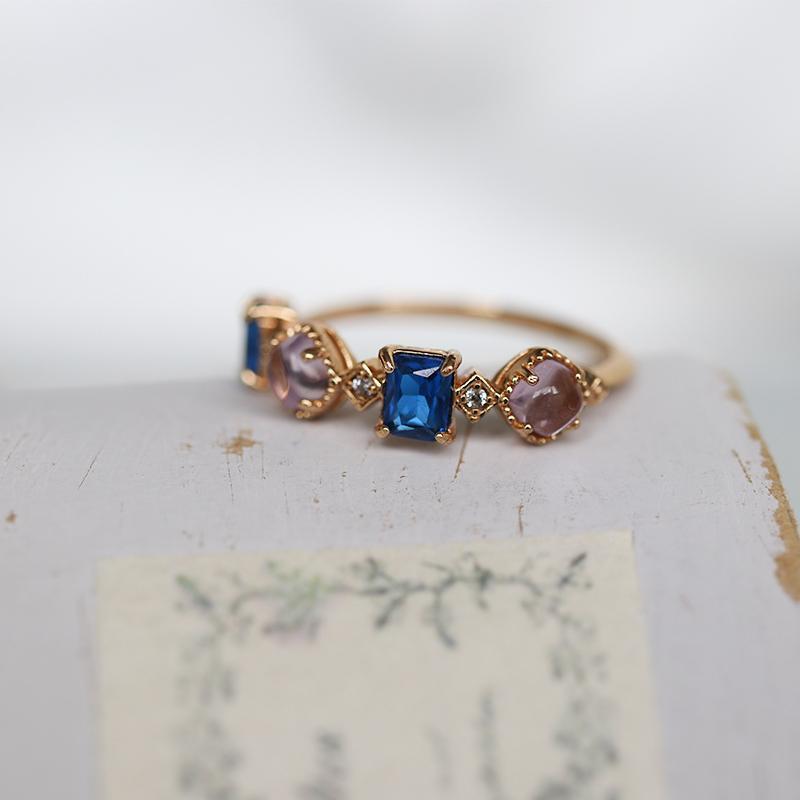 Pink & Blue Crystal Ring