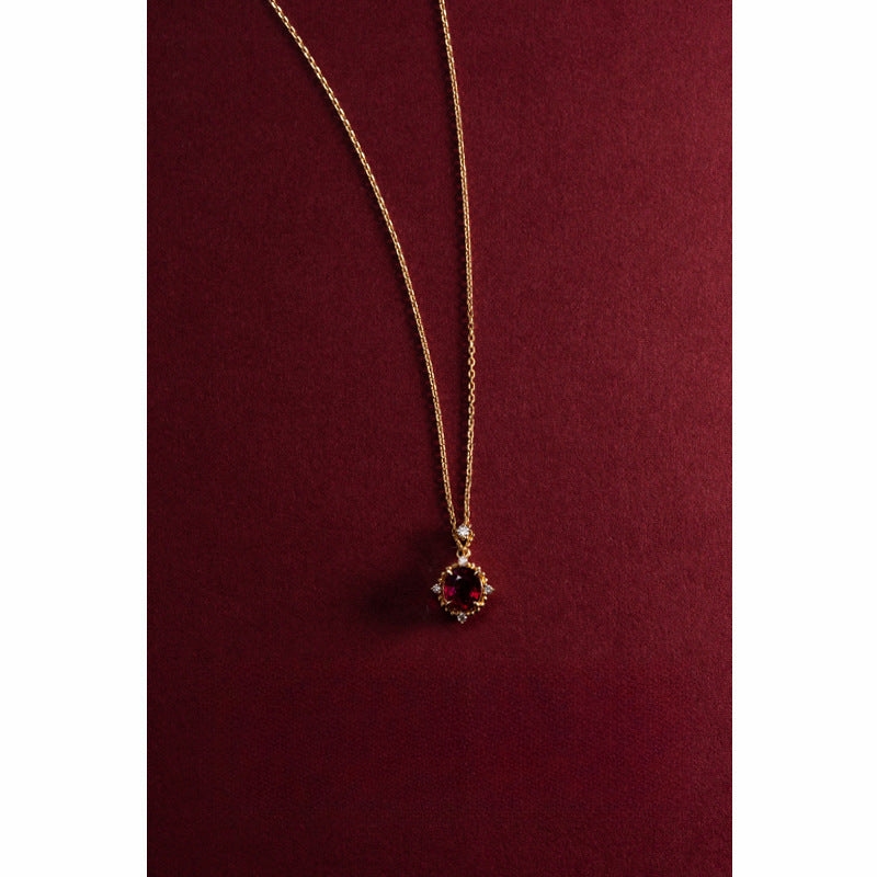 18K Plated Garnet Necklace