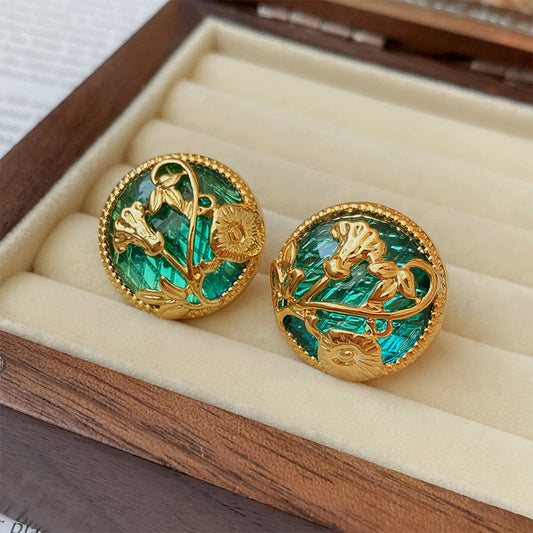 Emerald Floral Vintage Earrings