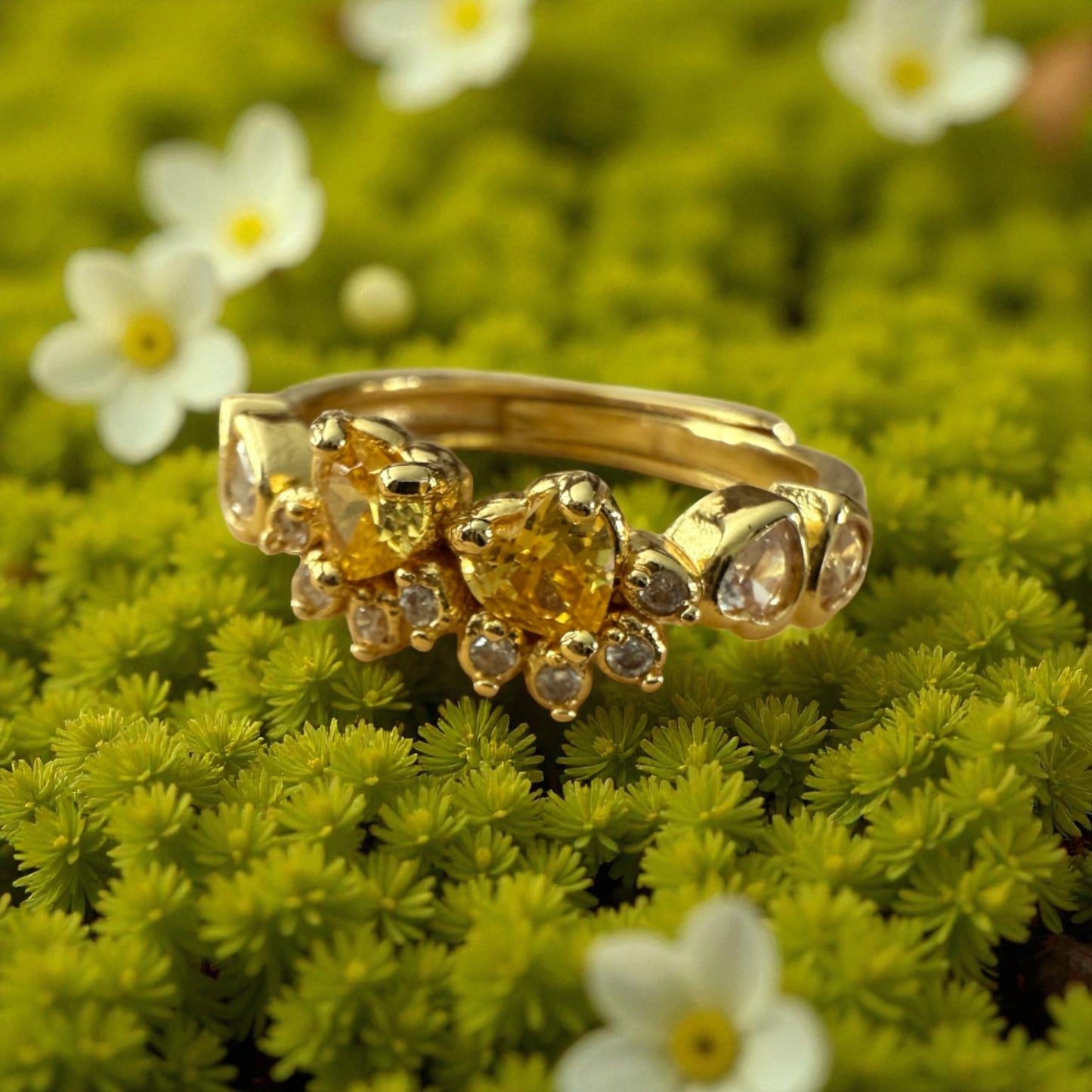 Golden Bloom Heart Ring