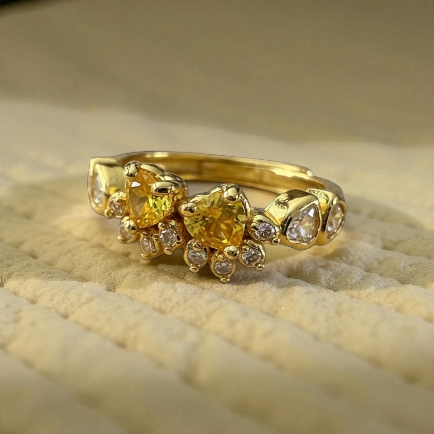 Golden Bloom Heart Ring