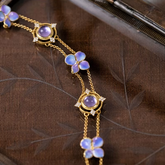 Violet Flower Crystal Bracelet