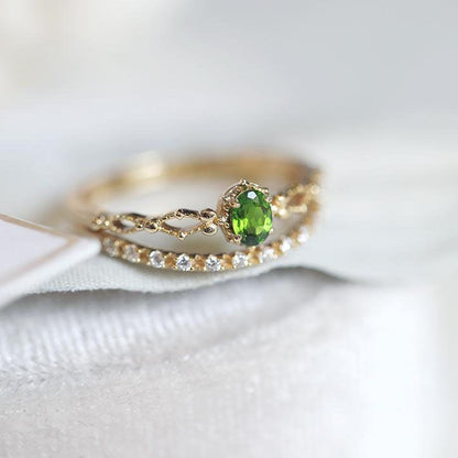 Two Layers Diopside Ring