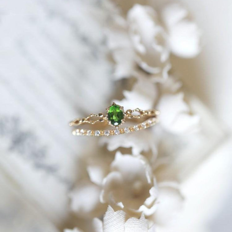 Two Layers Diopside Ring