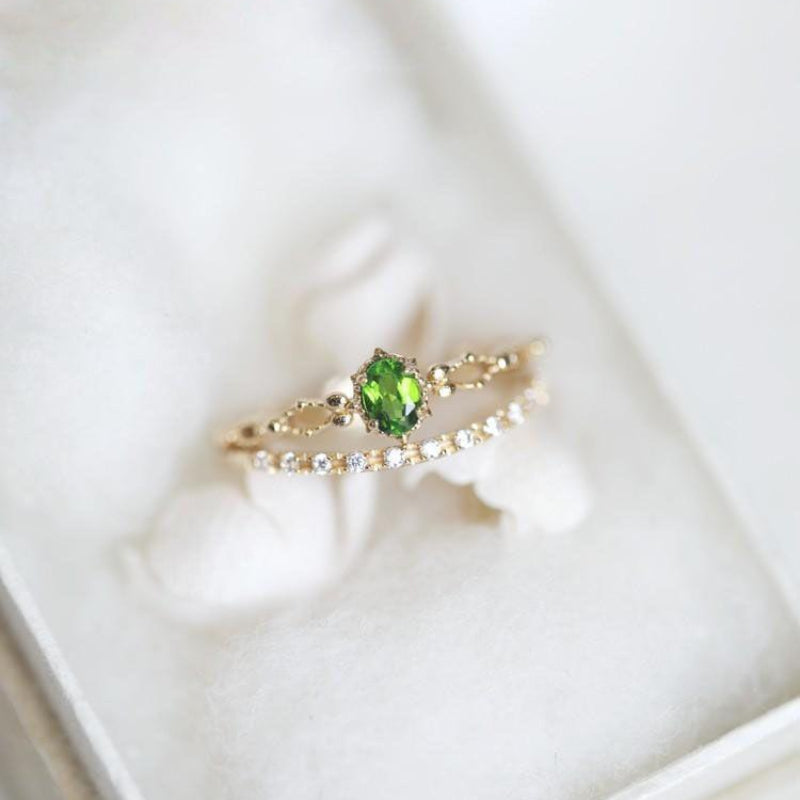 Two Layers Diopside Ring